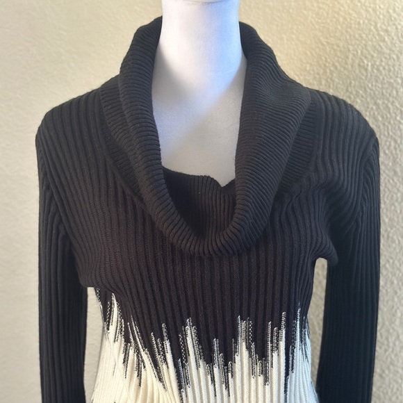 Style & Co Black & White Ombre Sweater Dress with Cowl Neck - Picture 4 of 4